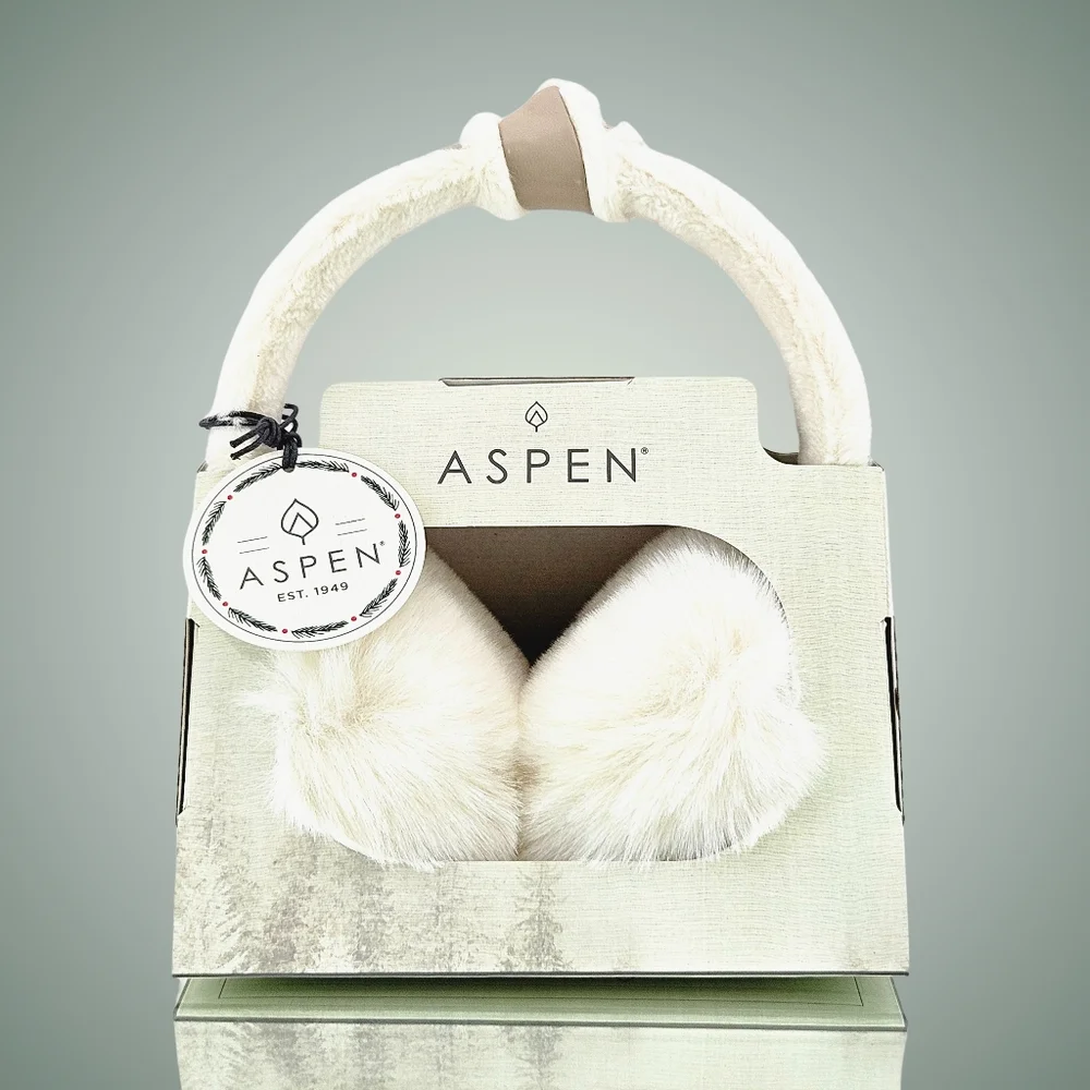 Aspen Earmuffs Ivory Tan Boxed Faux Fur Headband Cottagecore Christmas Gift Boho